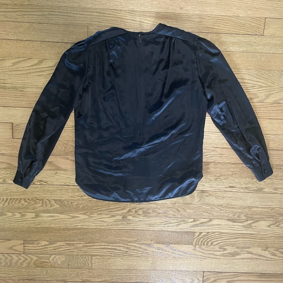 ADOLFO NEW YORK - Authentic Union Made VTG Classic Black Silk Long Sleeve Blouse - Picture 6 of 12